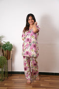 Off white stripes cotton lounge sleep wear