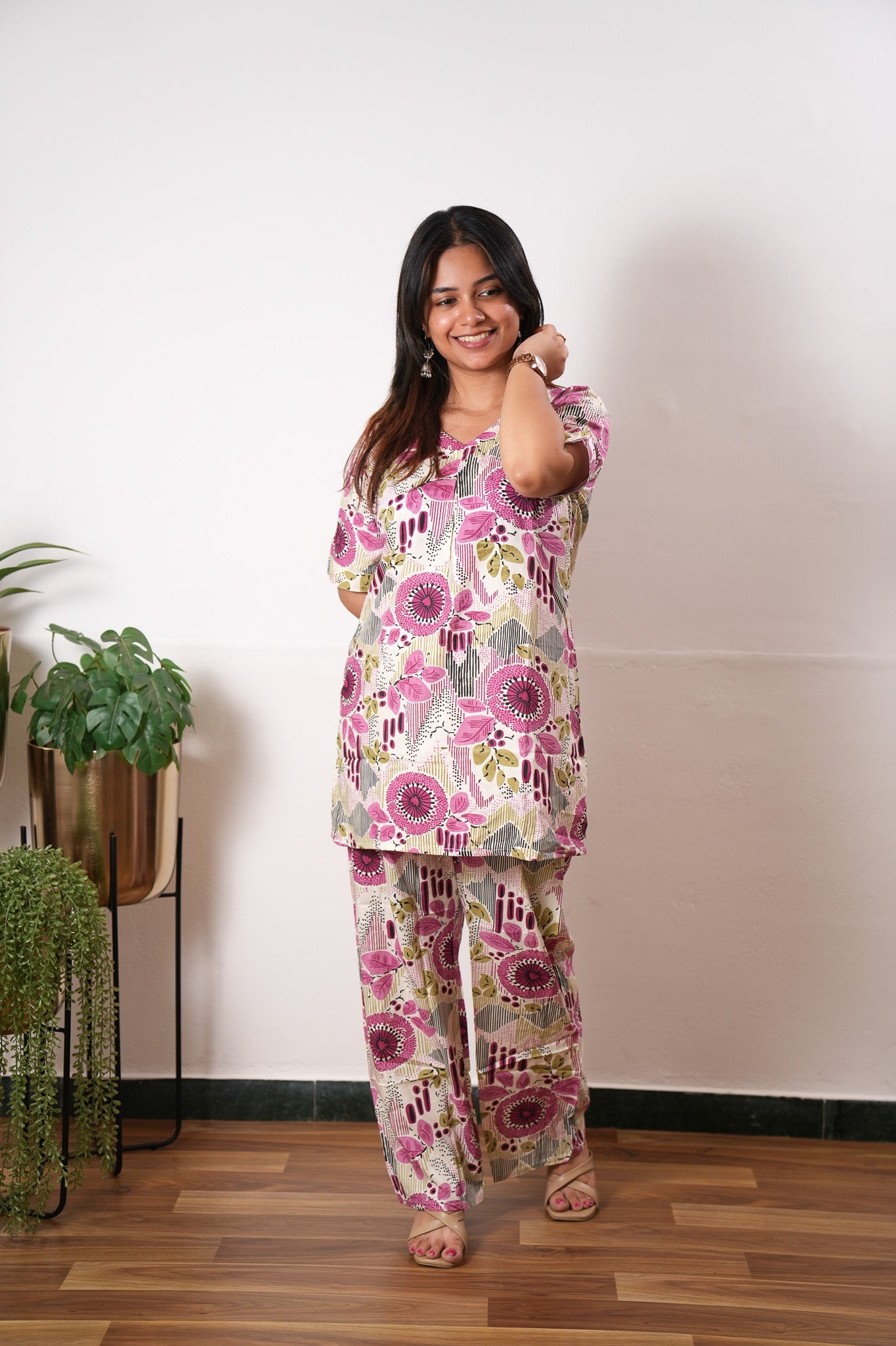 Off white stripes cotton lounge sleep wear