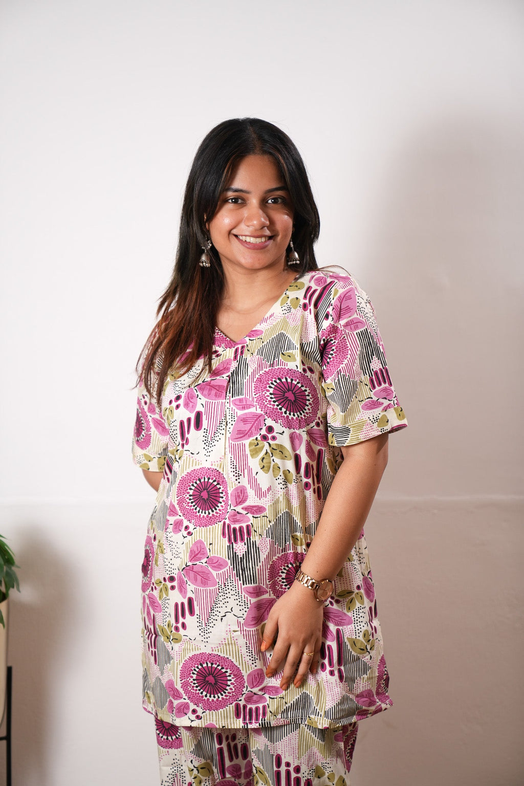 Off white stripes cotton lounge sleep wear