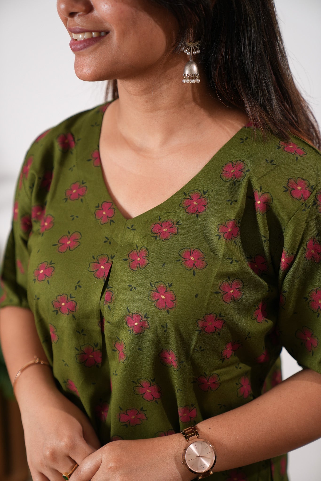 Red flora cotton lounge sleep wear