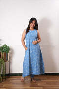 Azure cotton co-ords set(attached sleeves)