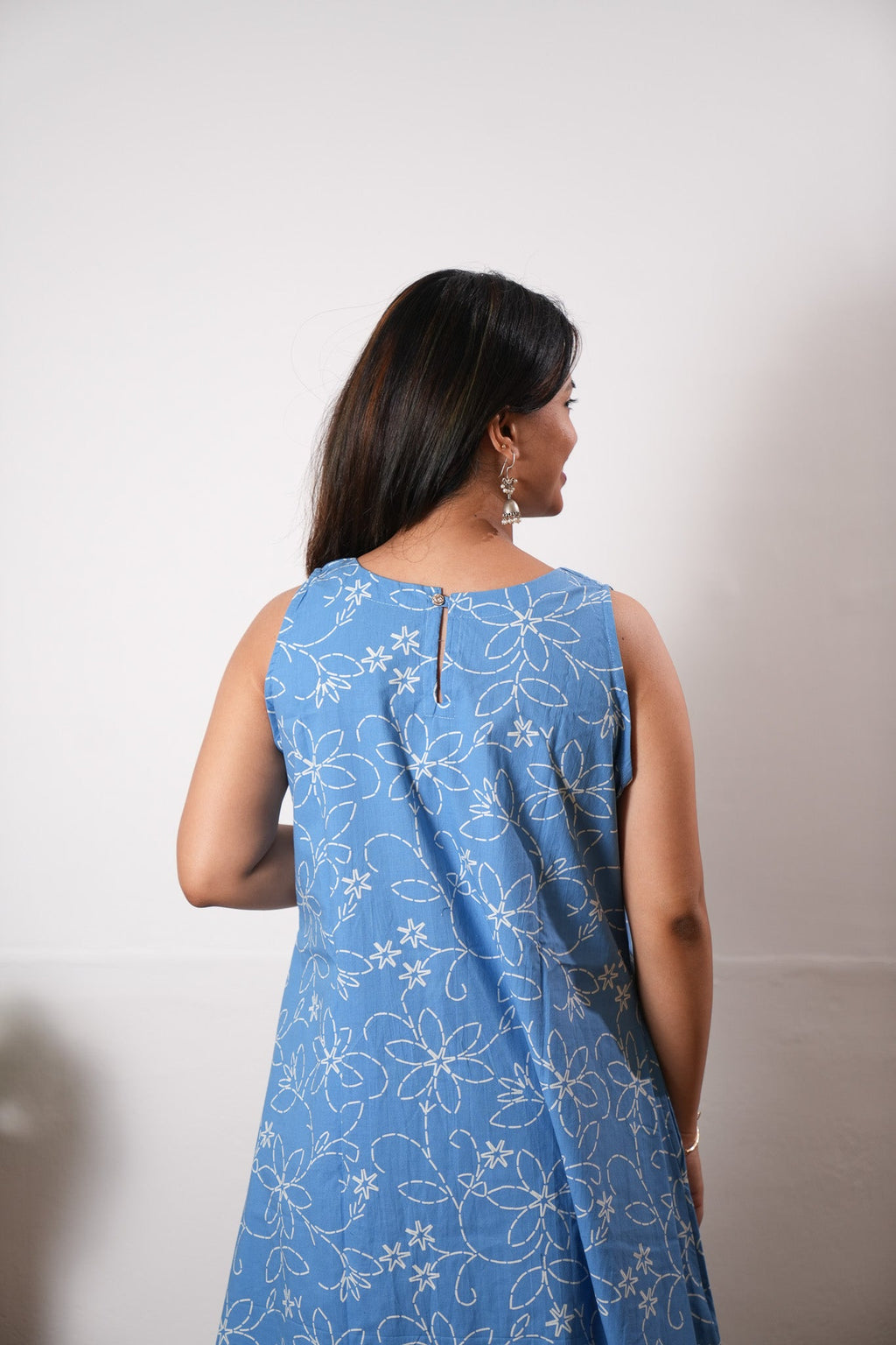 Azure cotton co-ords set(attached sleeves)