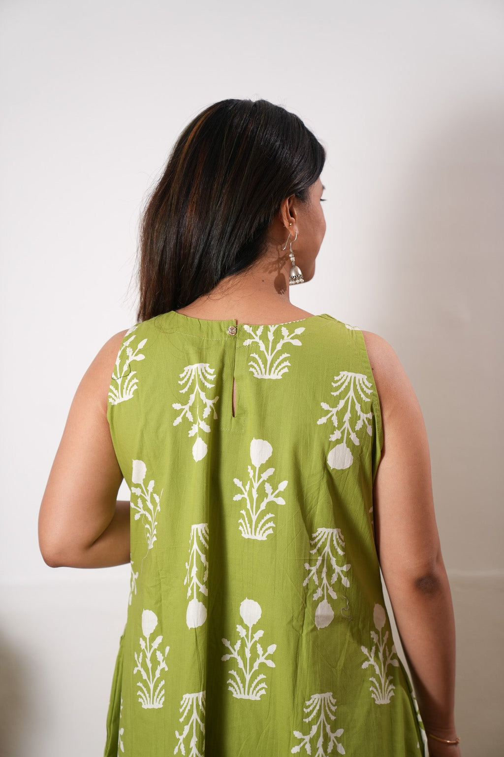 Lime green butta cotton co-ords set(attached sleeves)