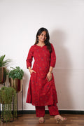 Tomato red cotton co-ords set