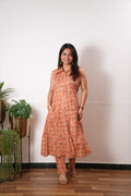 Rust orange viscose shirt co-ords set (attached sleeves)