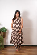 Chocolate brown viscose shirt co-ords set (attached sleeves)