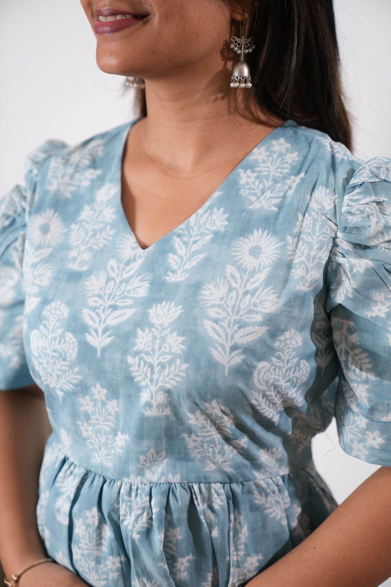 Baby blue cotton midi dress