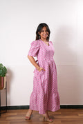Pink cotton midi dress