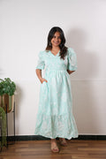 Turquoise cotton midi dress