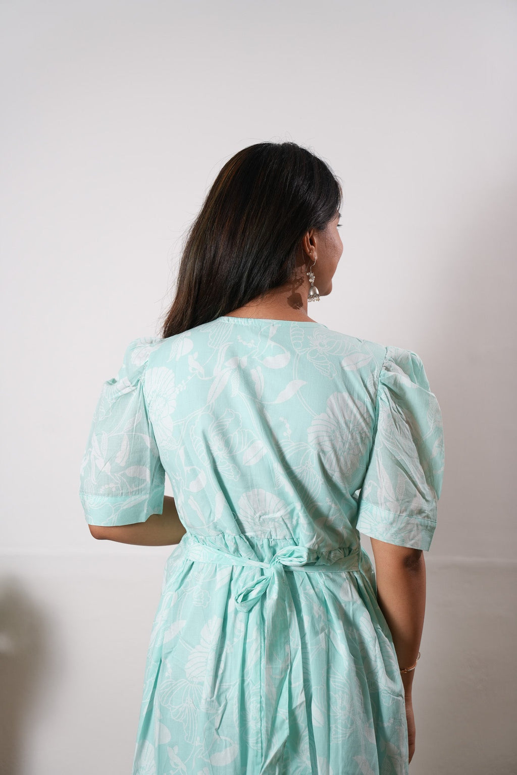 Turquoise cotton midi dress
