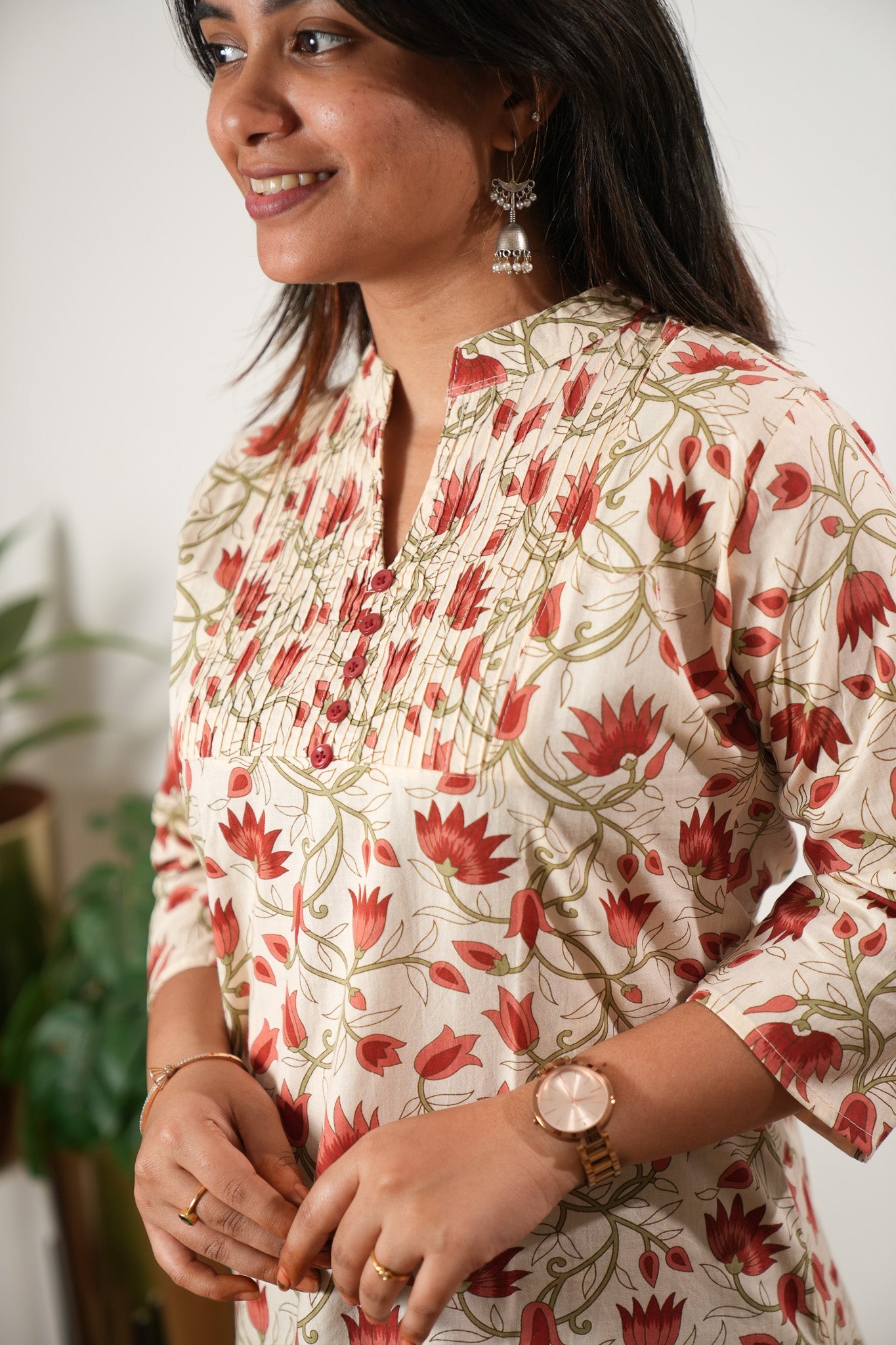 Pintex cotton short kurti-Lillies