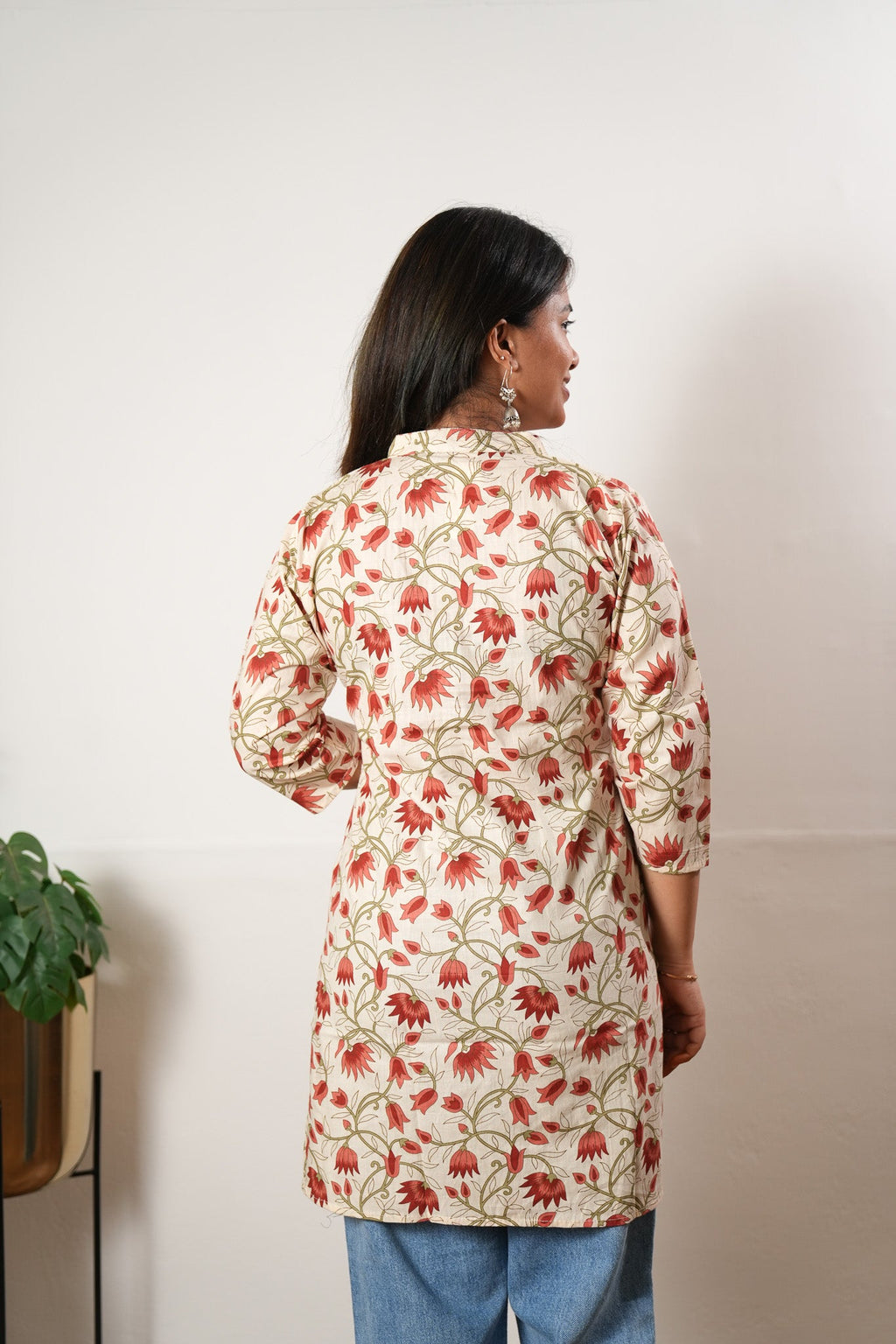 Pintex cotton short kurti-Lillies
