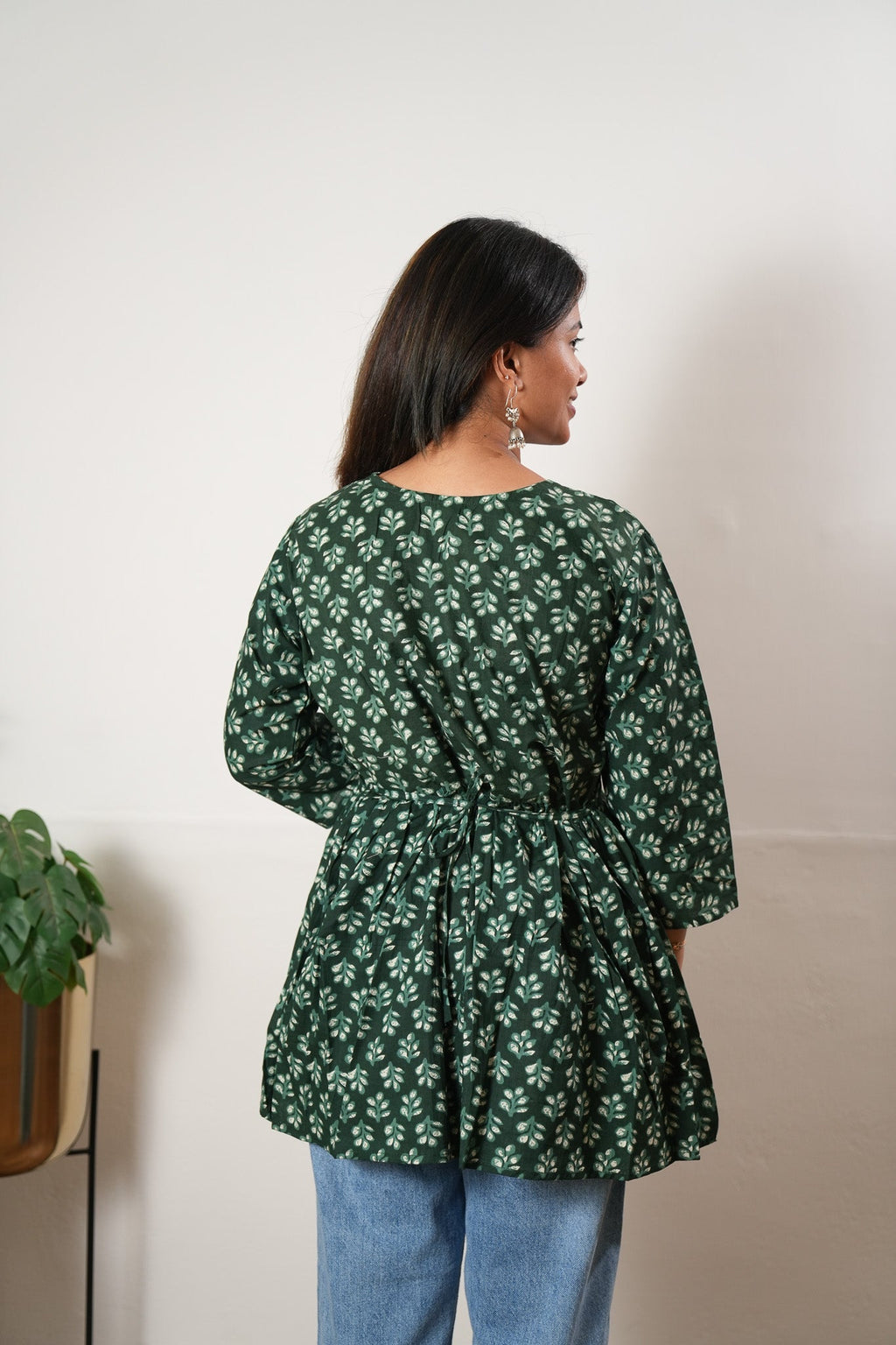 Peplum cotton short kurti - Pine