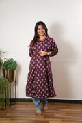 Magenta cotton Aline kurta