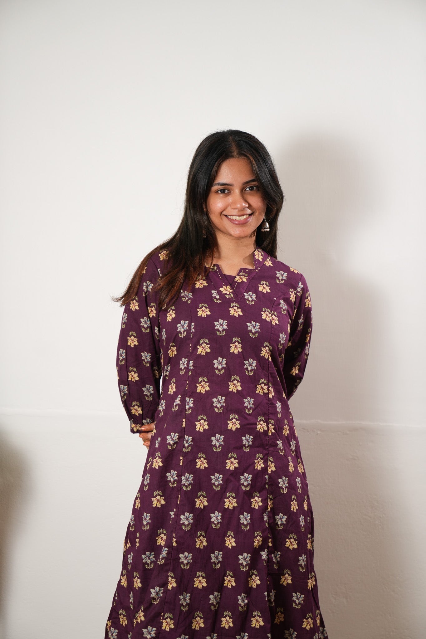 Magenta cotton Aline kurta