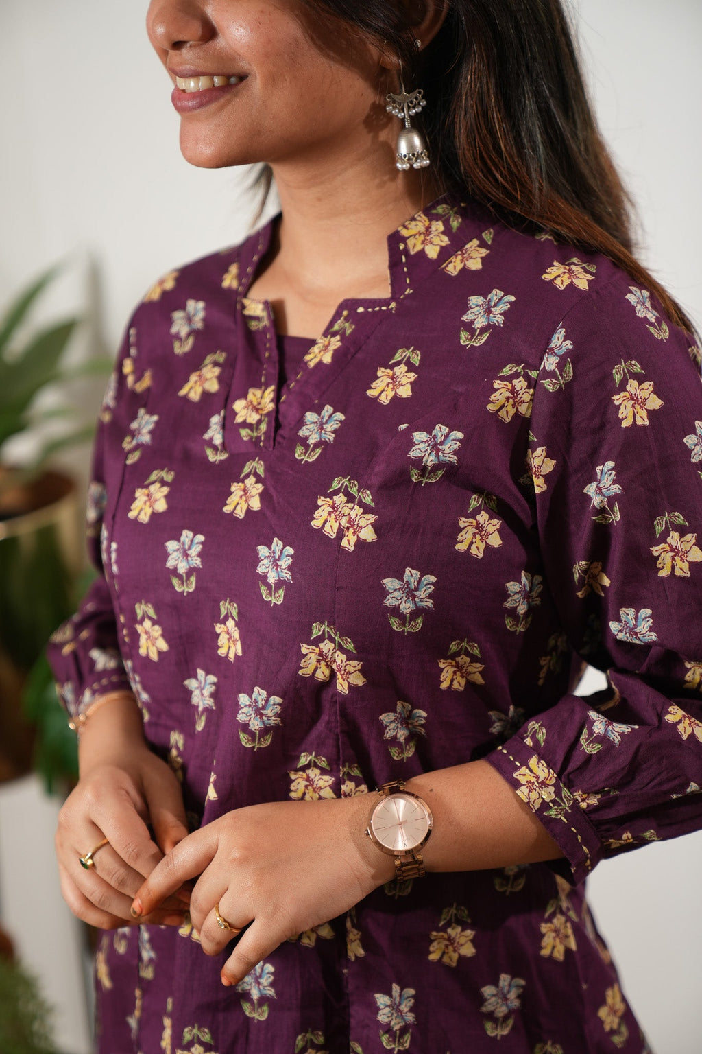 Magenta cotton Aline kurta