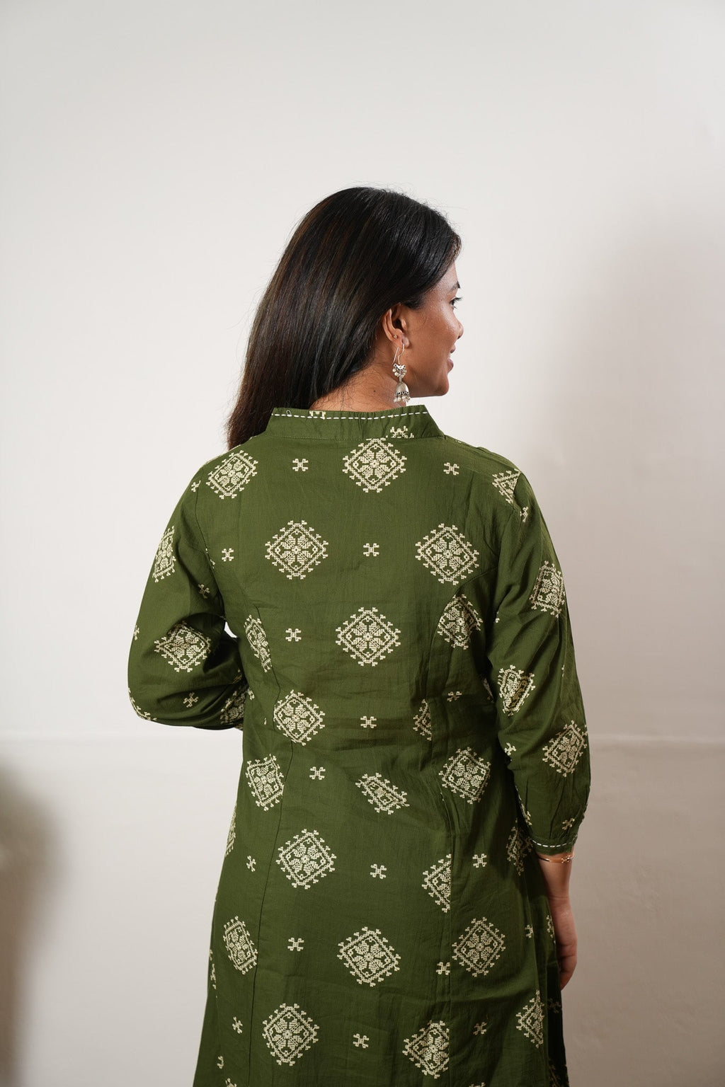 Olive green cotton Aline kurta
