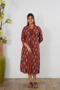 Maroon overcoat cotton midi dress