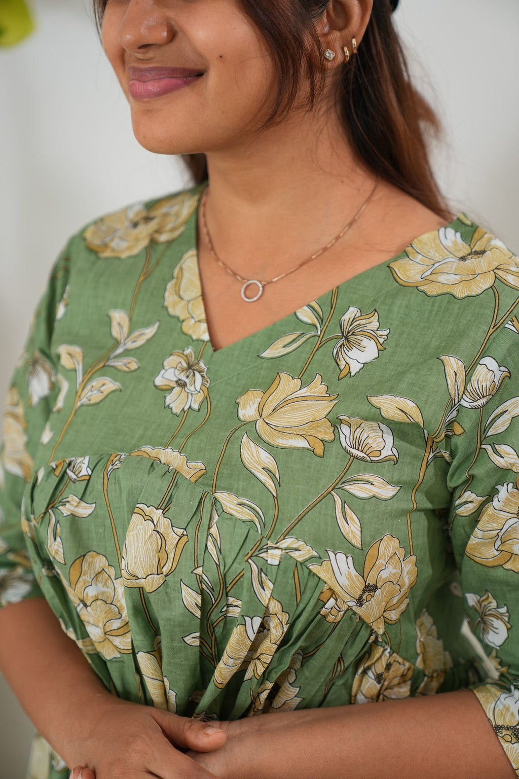 Pista green cotton flare top