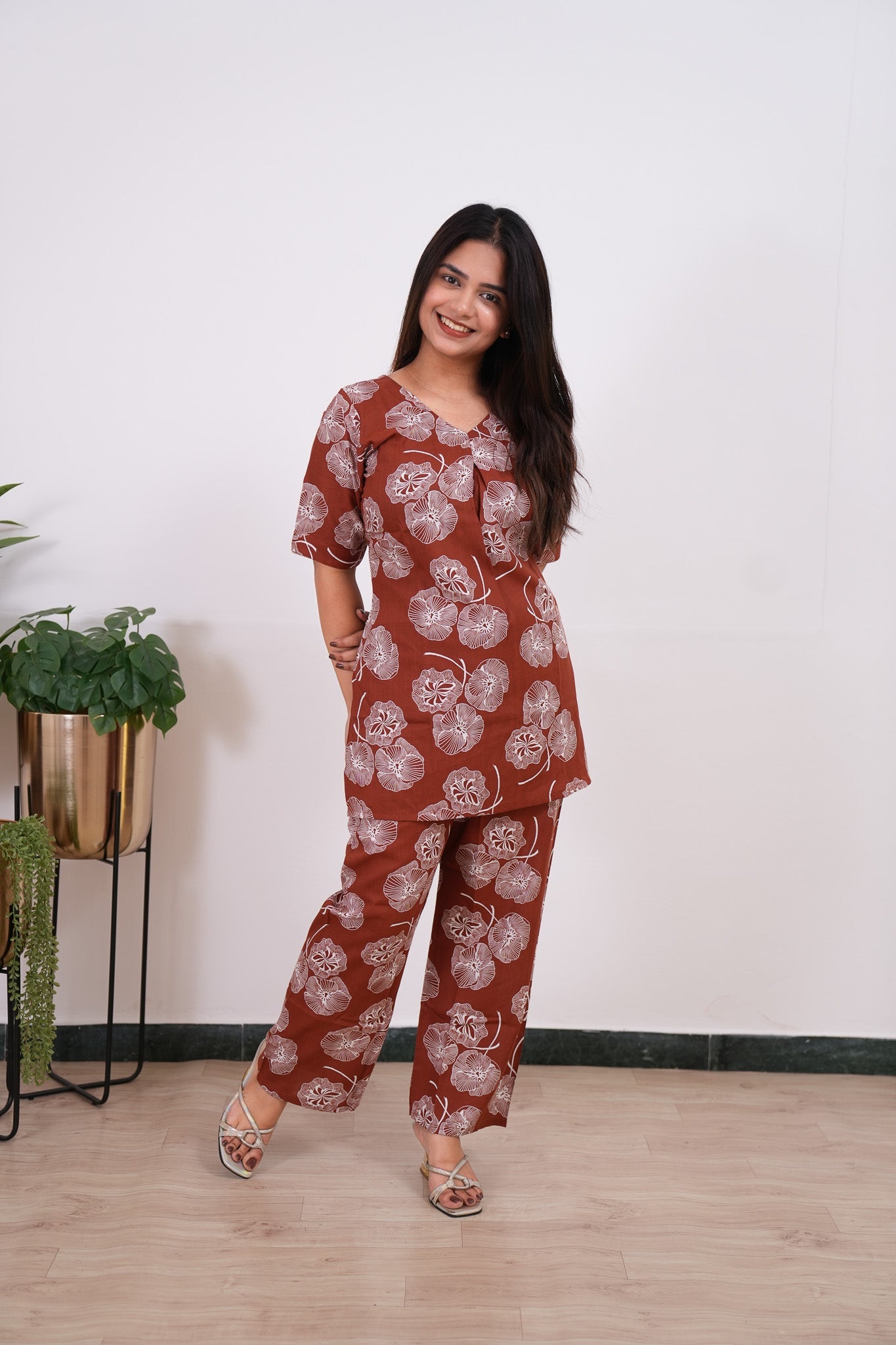 Rust brown cotton lounge sleep wear