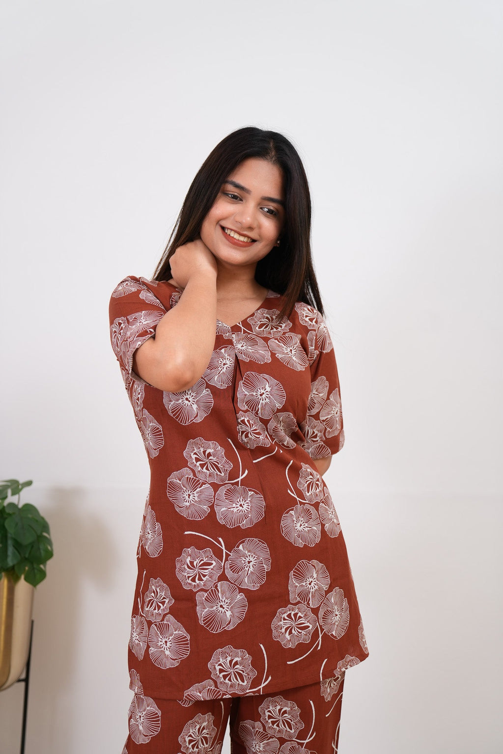 Rust brown cotton lounge sleep wear