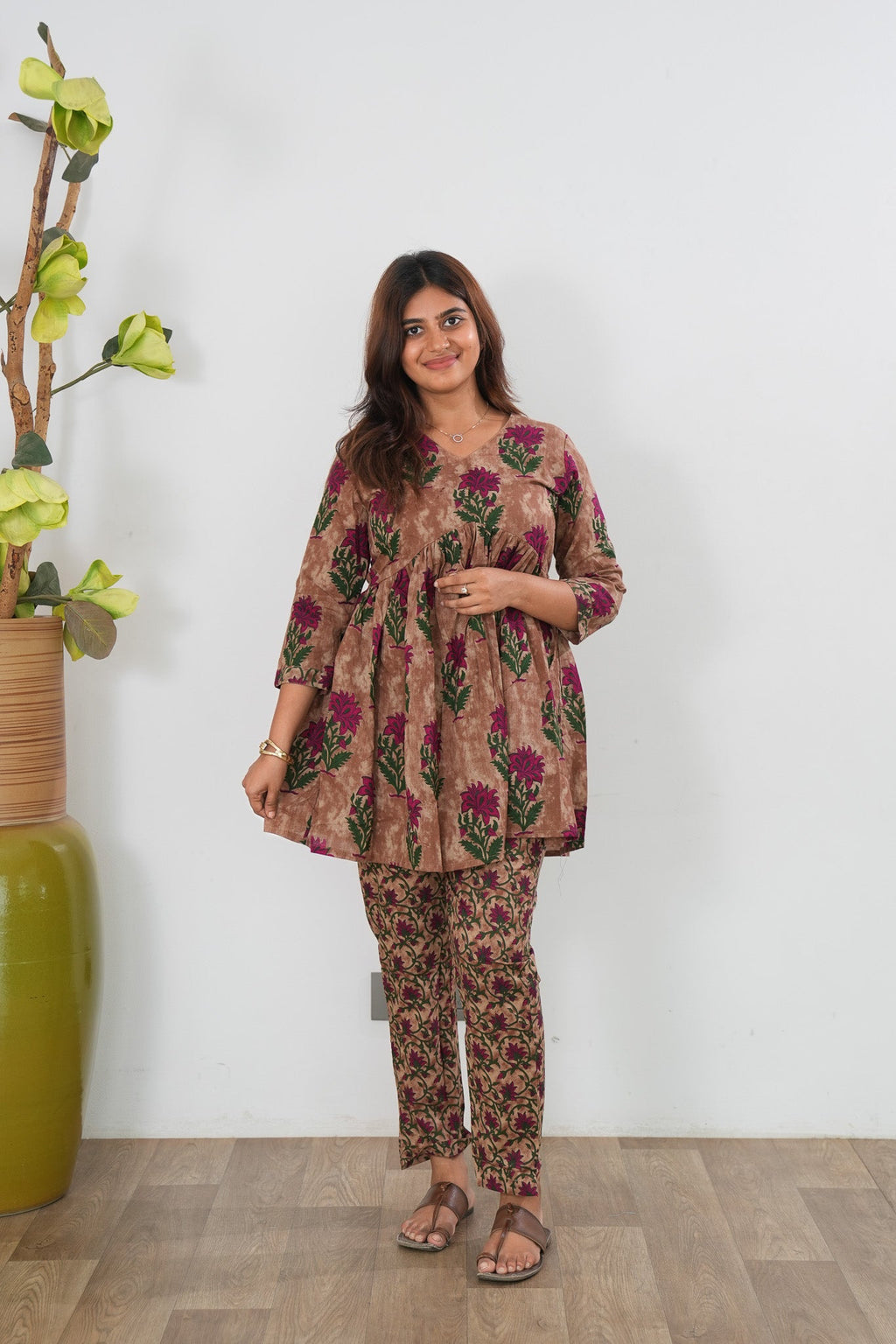 Beige tie and dye cotton comfies