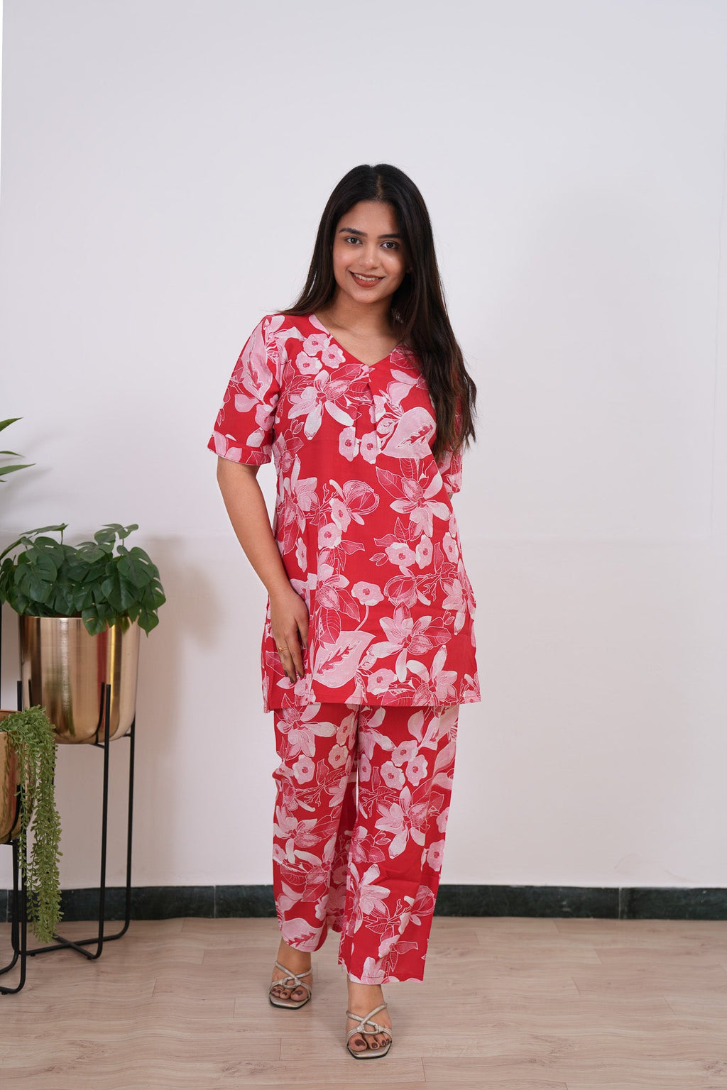 Crimson cotton lounge sleep wear