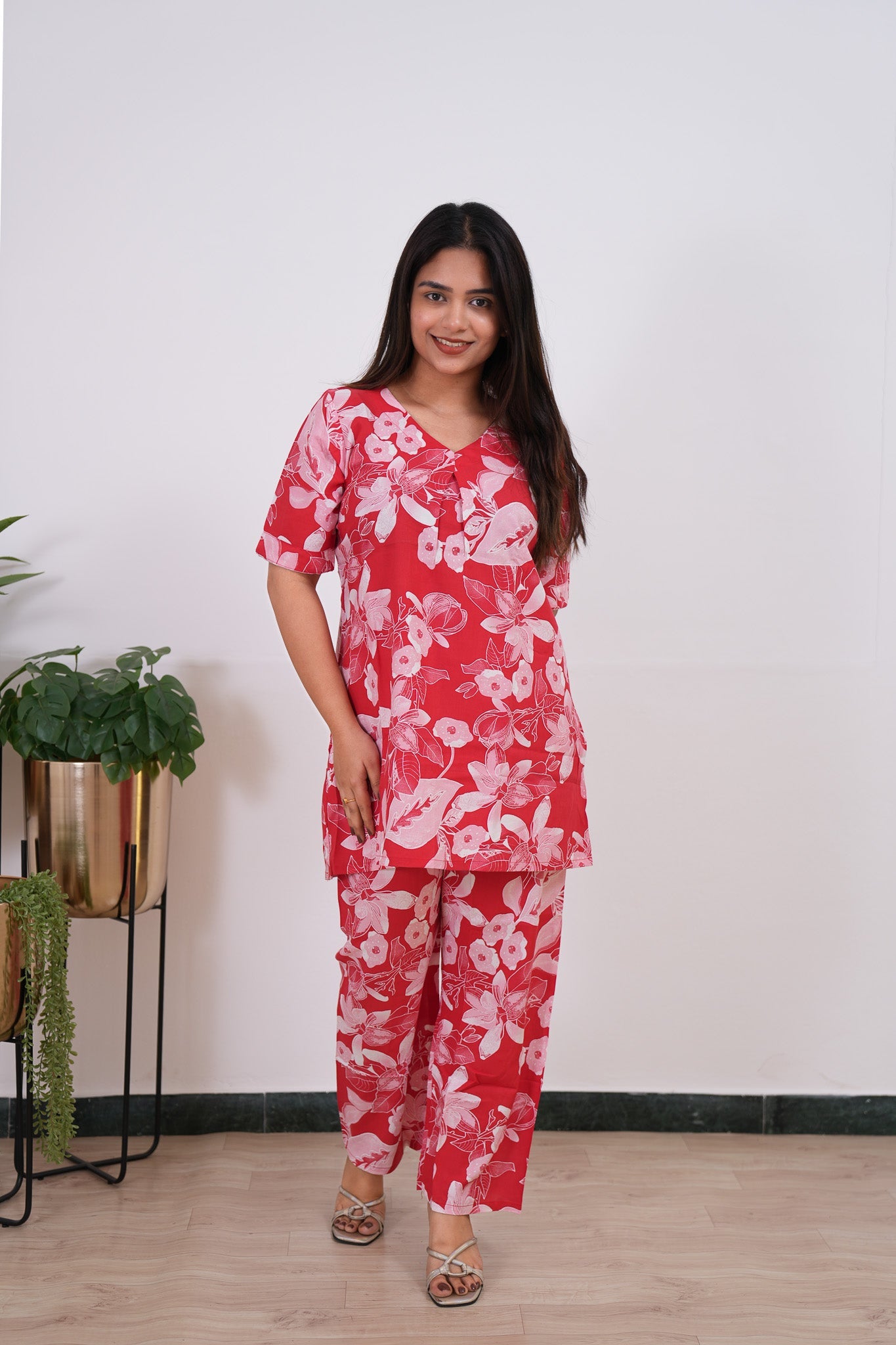 Crimson cotton lounge sleep wear