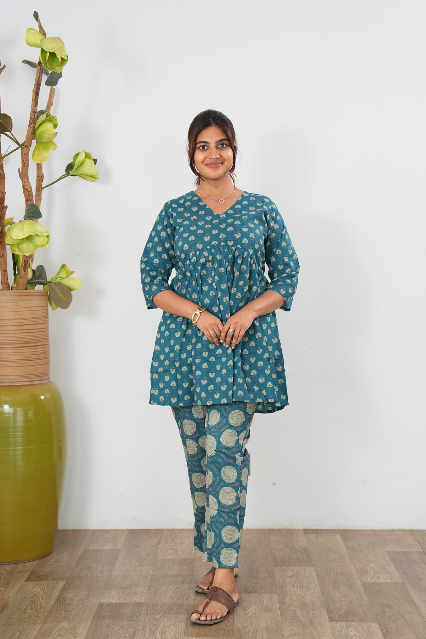 Peacock blue cotton comfies