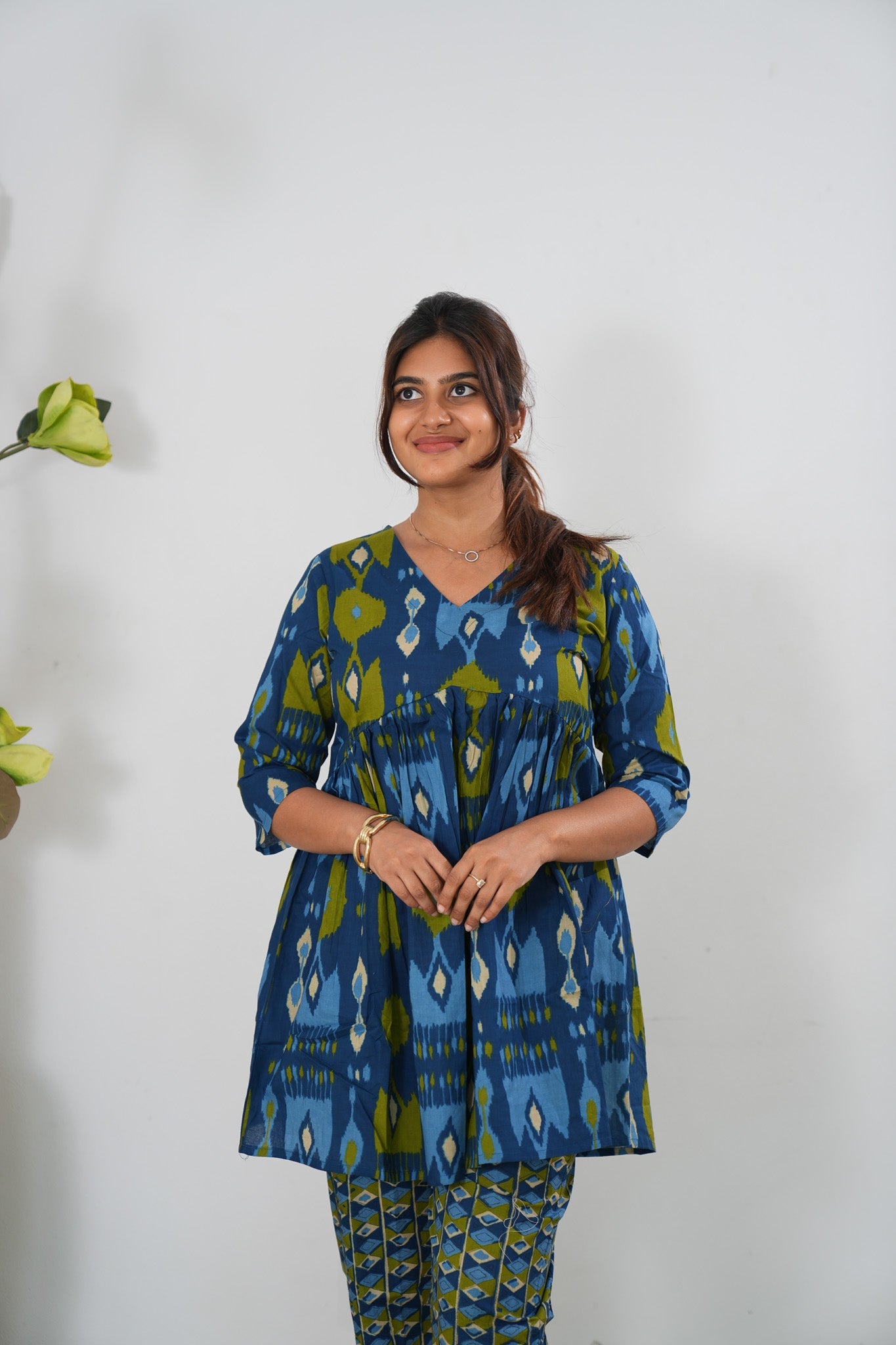 Ink blue geometric cotton comfies
