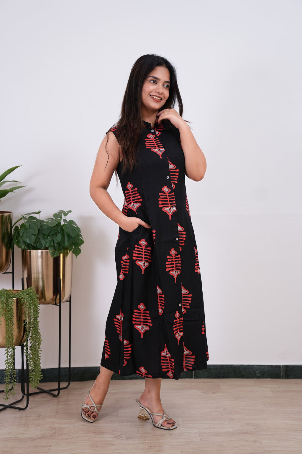 Pisces cotton shirt dress(attached sleeves)