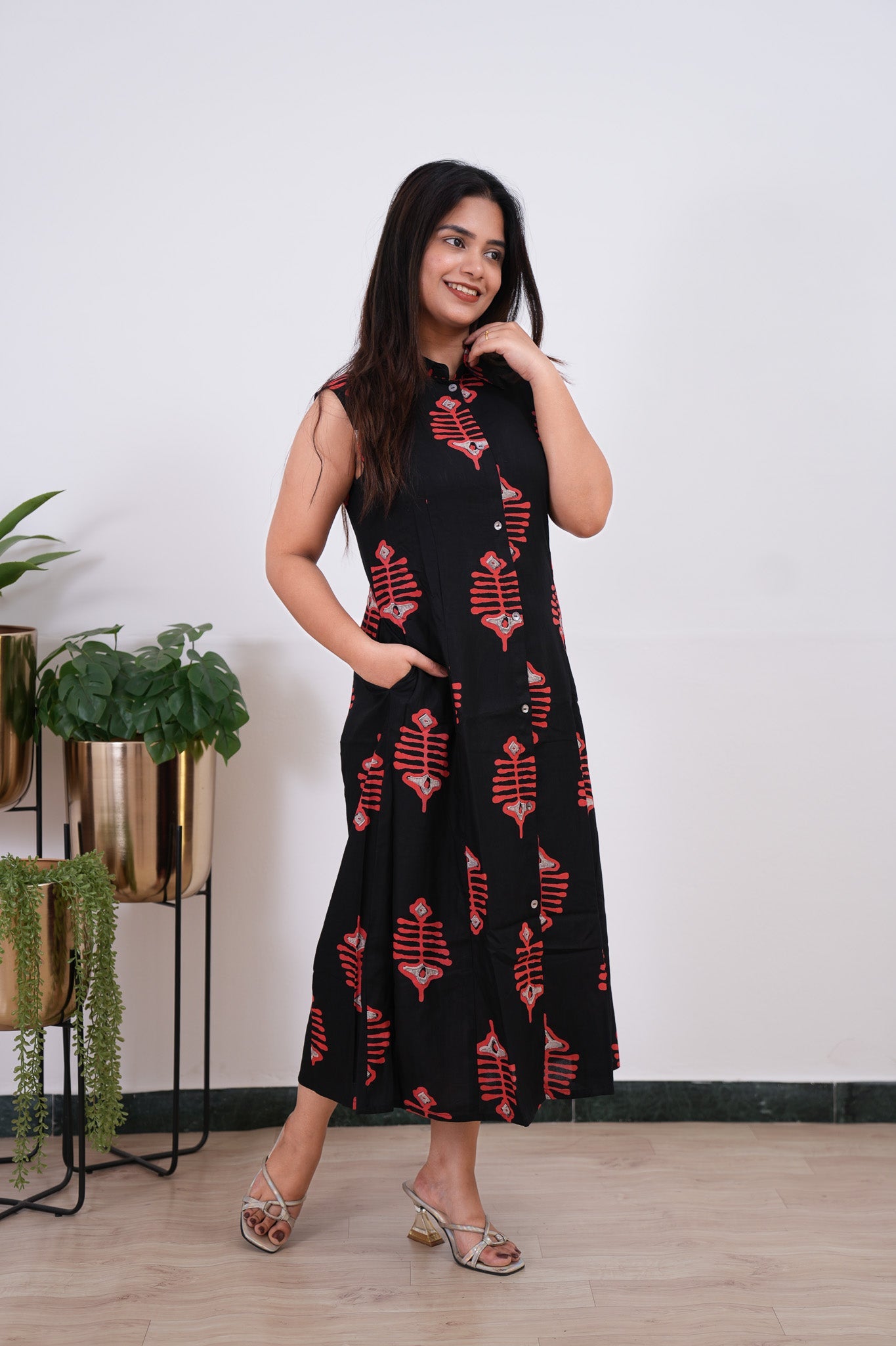 Pisces cotton shirt dress(attached sleeves)