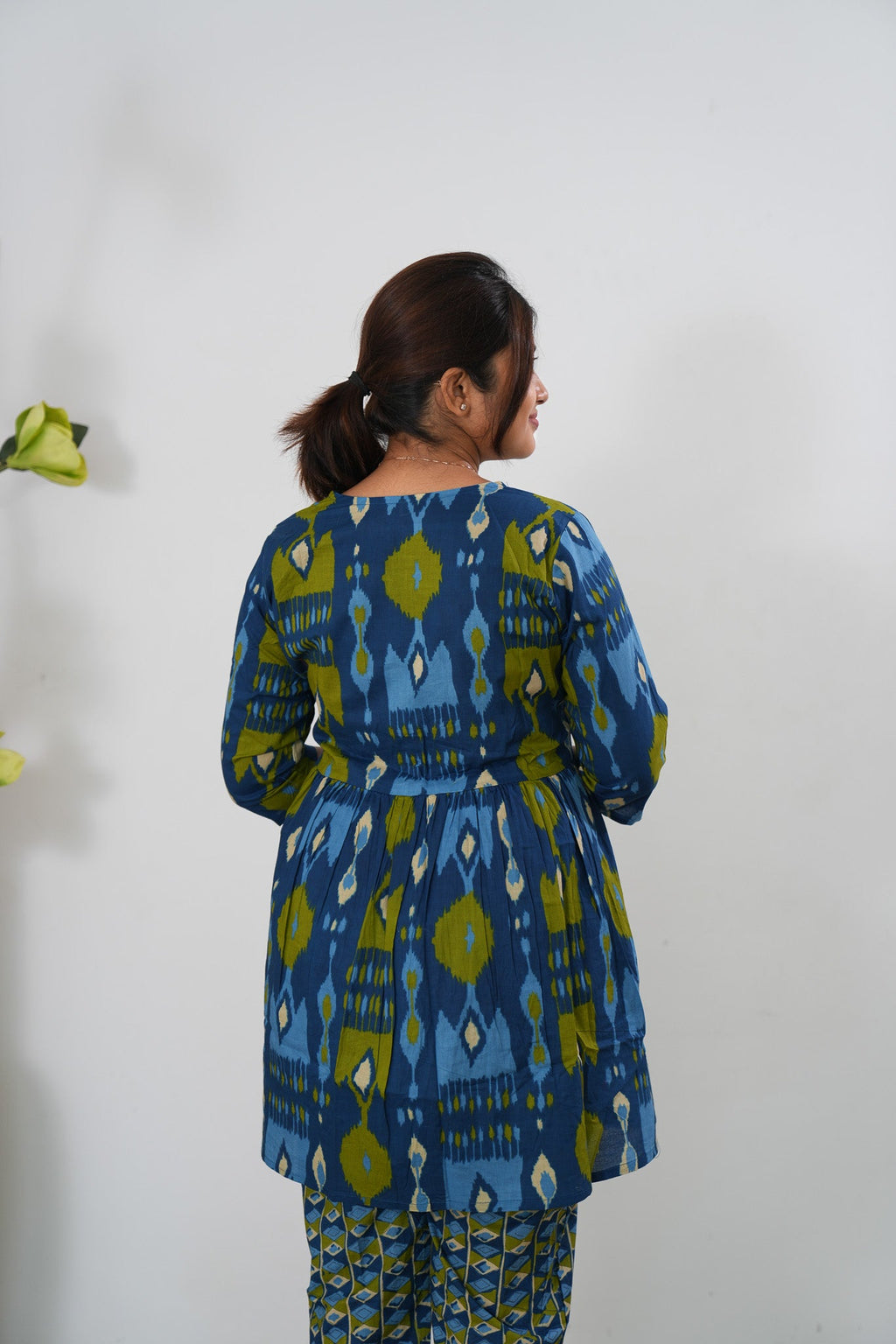 Ink blue geometric cotton comfies
