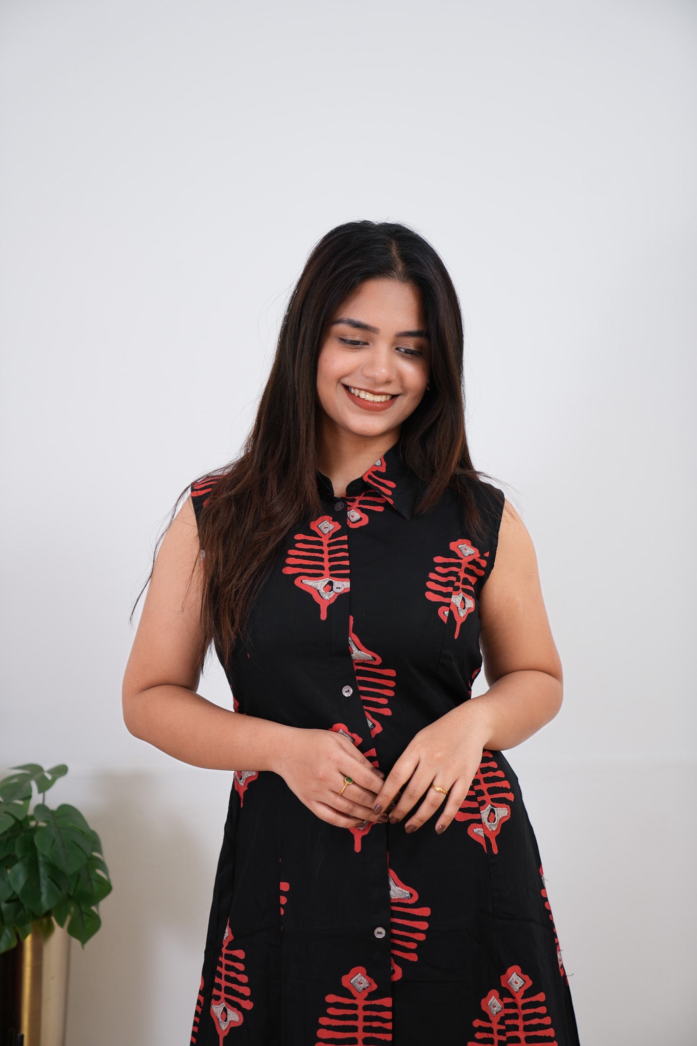 Pisces cotton shirt dress(attached sleeves)