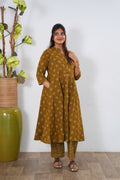 Mustard butta cotton button down co-ords set