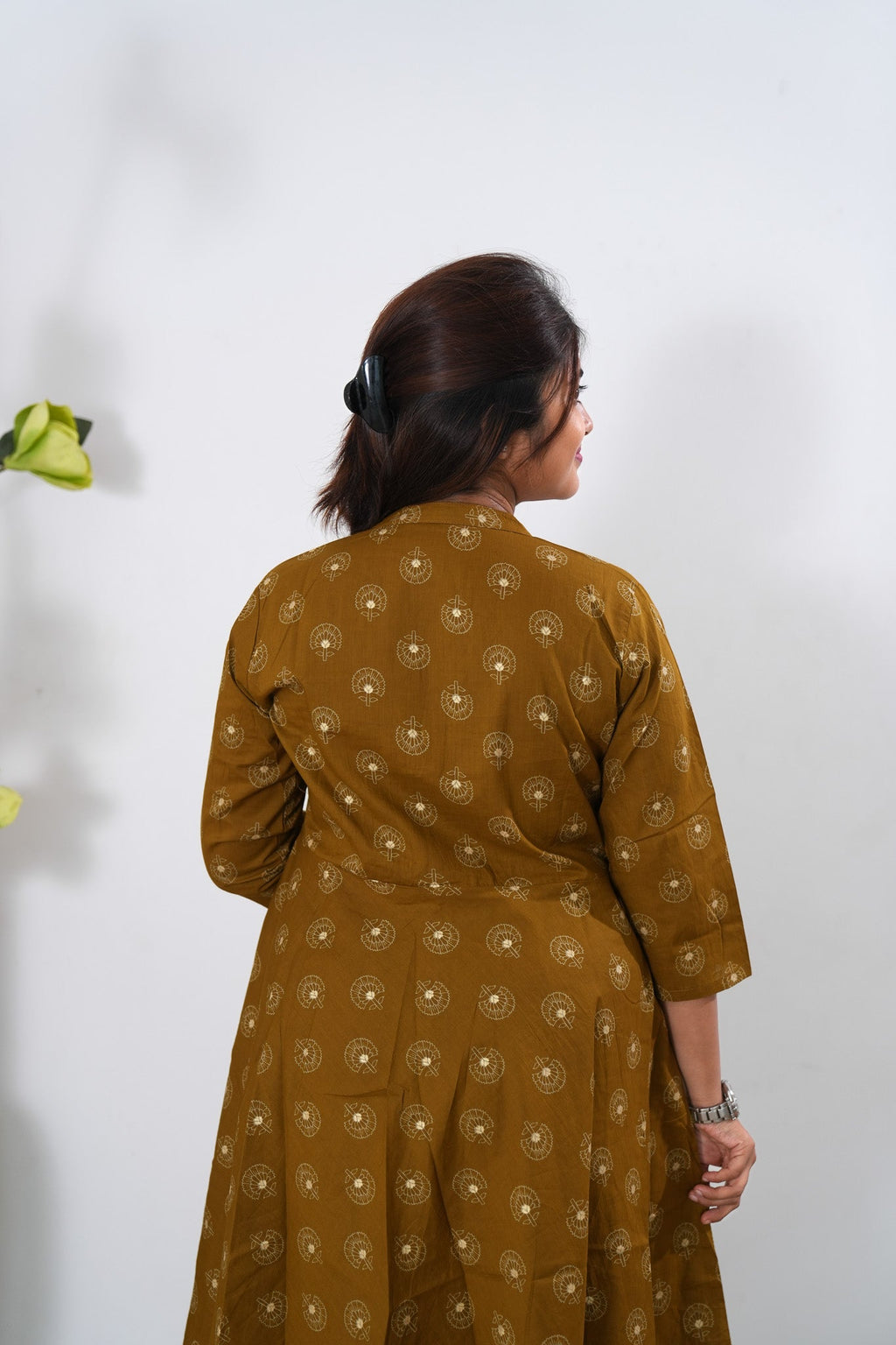 Mustard butta cotton button down co-ords set