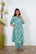 Turquoise cotton maternity nursing co-ords set