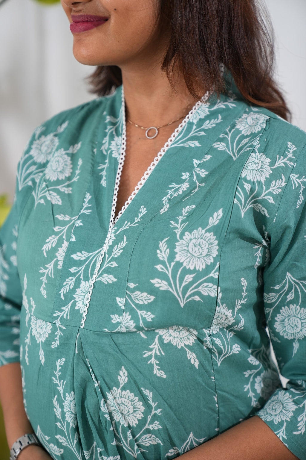 Turquoise cotton maternity nursing co-ords set