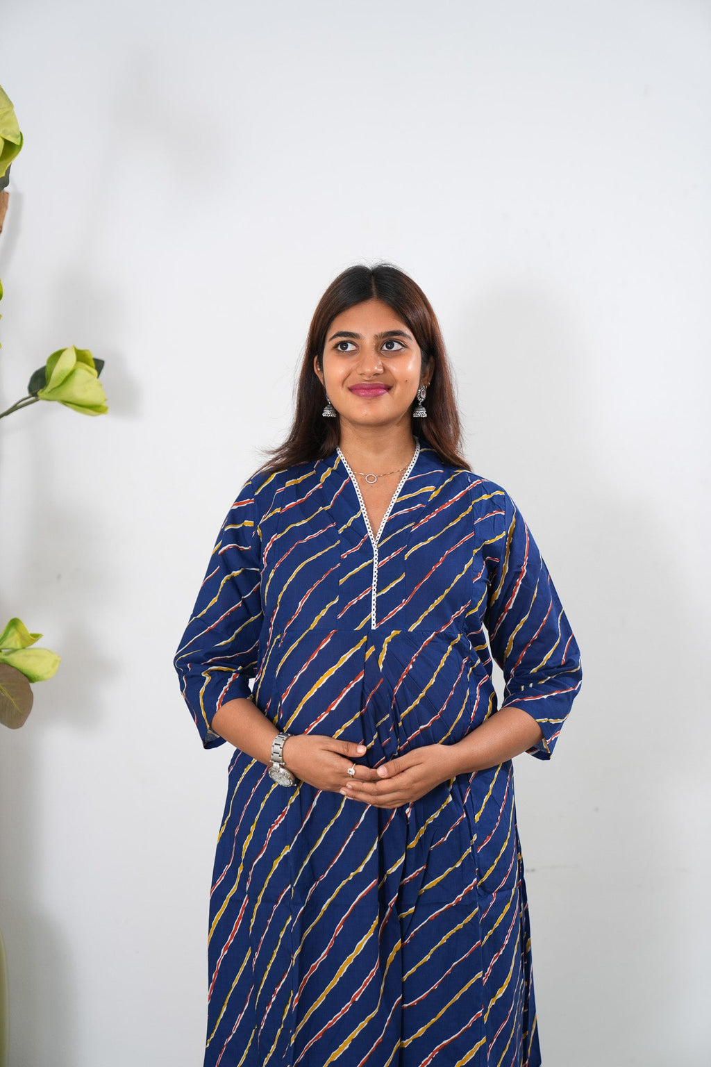 Blue stripes cotton maternity nursing co-ords set