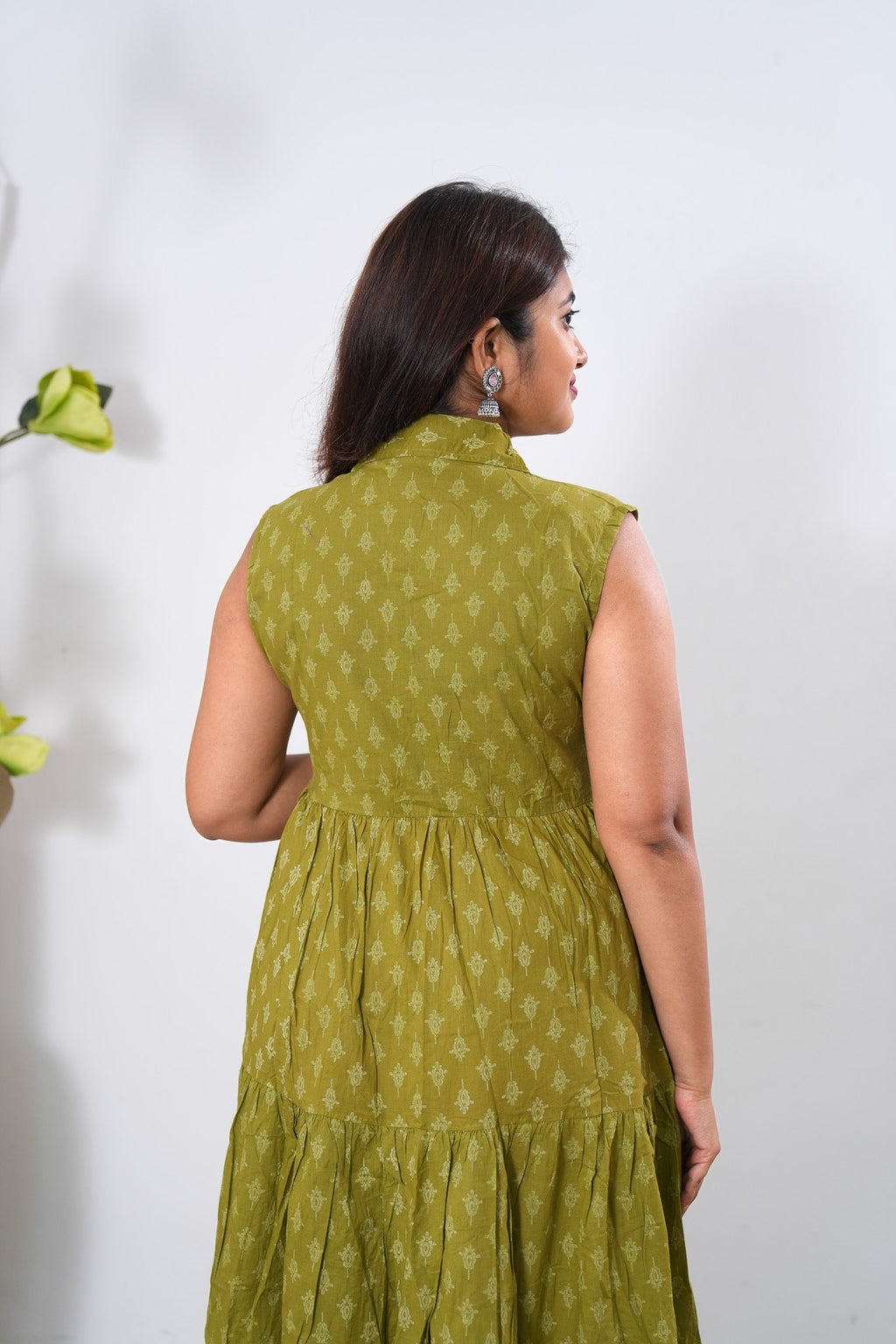 Lemonade cotton button down midi dress(attached sleeves)