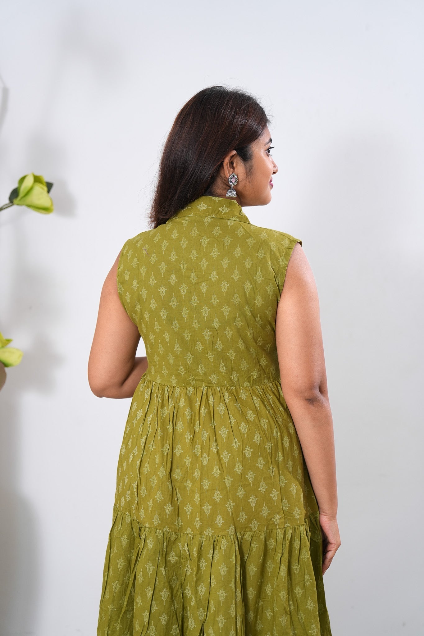 Lemonade cotton button down midi dress(attached sleeves)