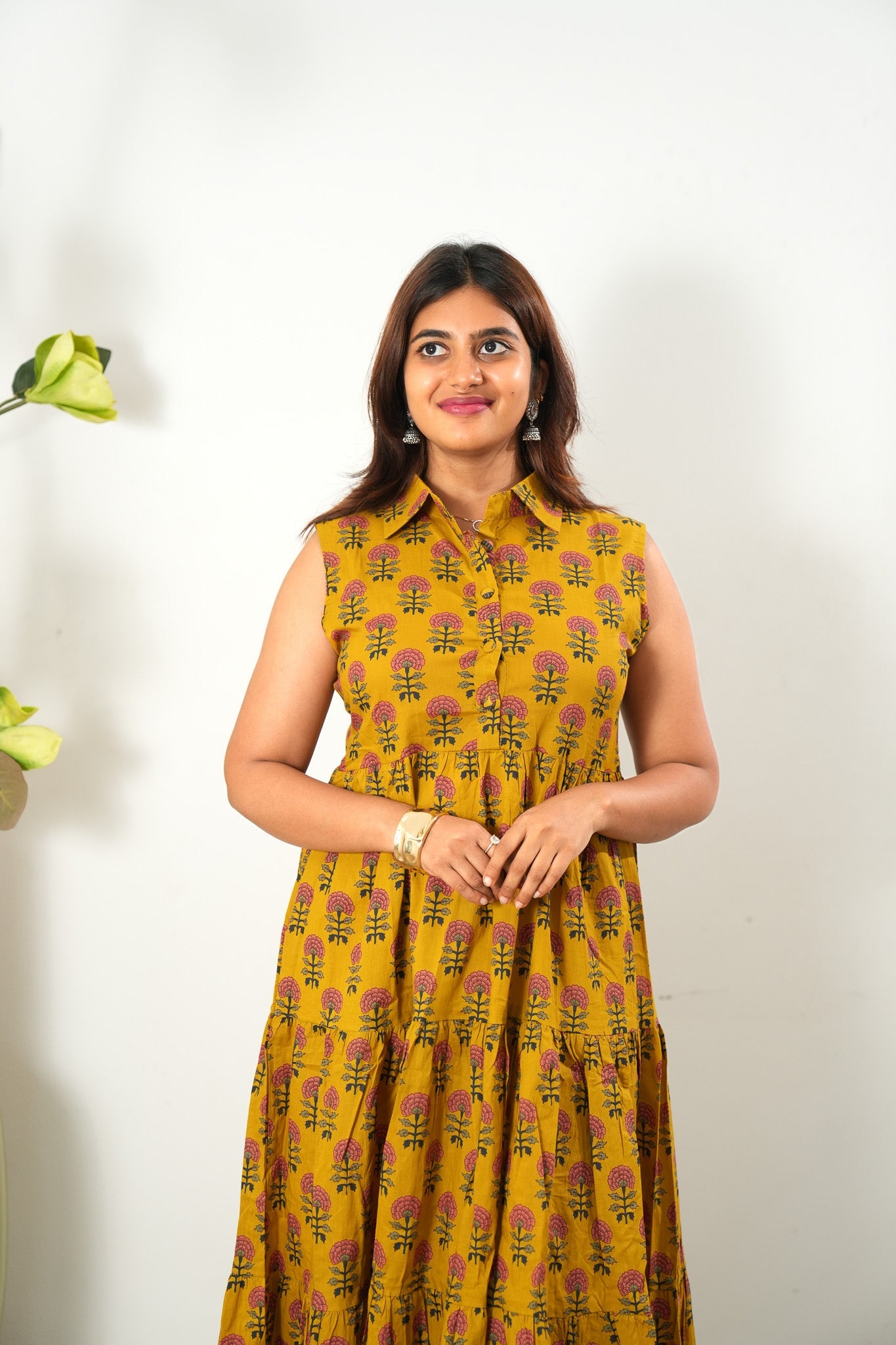 Mango cotton button down midi dress(attached sleeves)