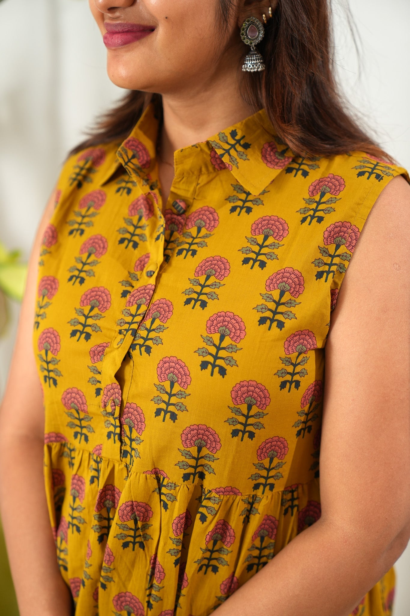 Mango cotton button down midi dress(attached sleeves)