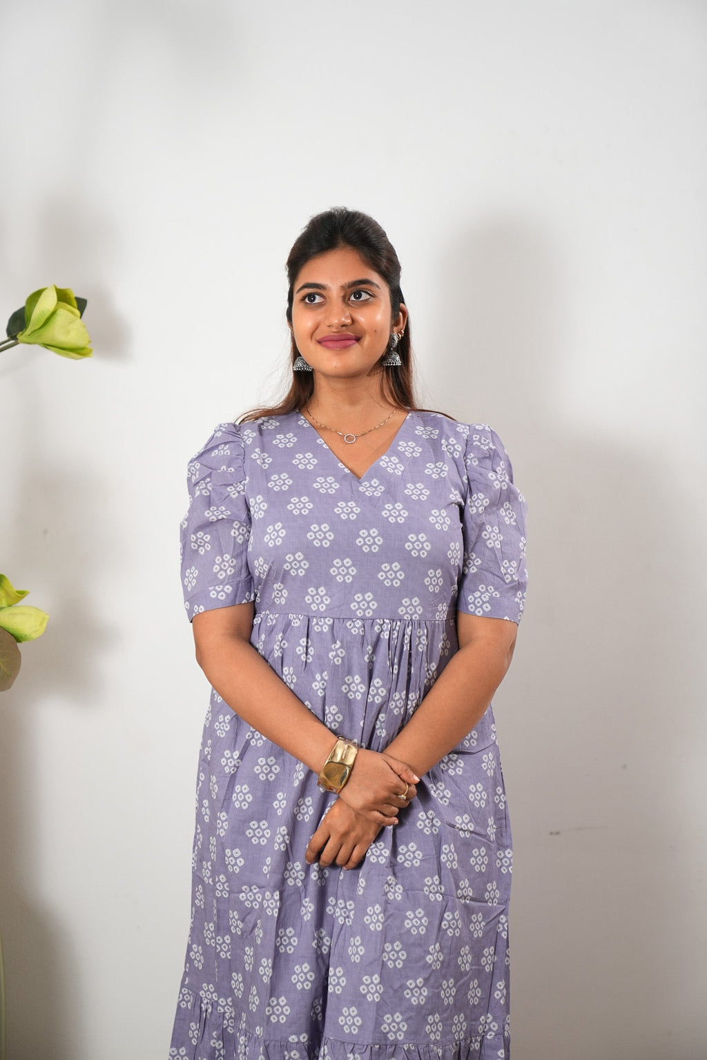 Lavender cotton midi dress