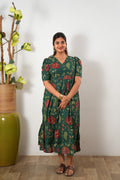 Forest green cotton midi dress