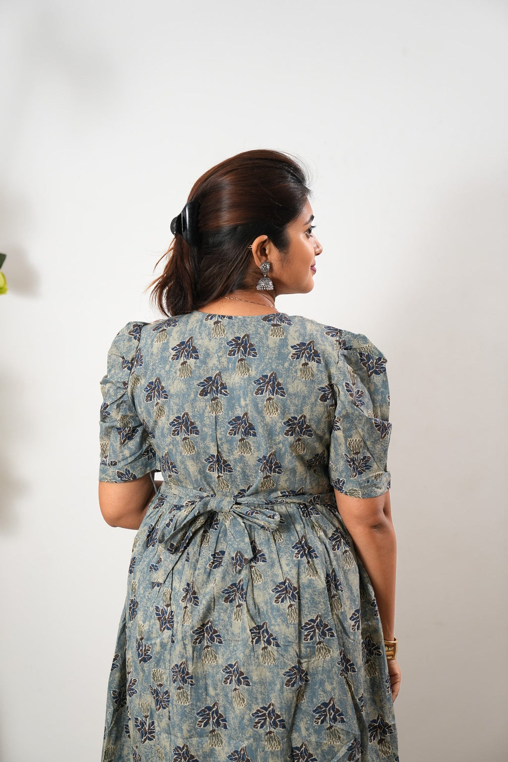 Powder blue tie and dye cotton midi dress