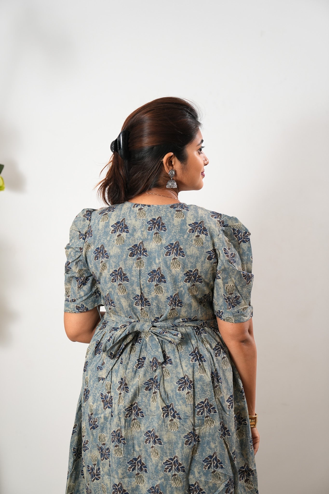 Powder blue tie and dye cotton midi dress