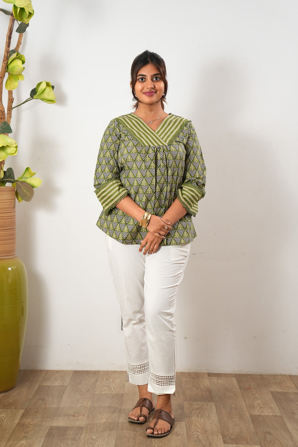 Lime green cotton top