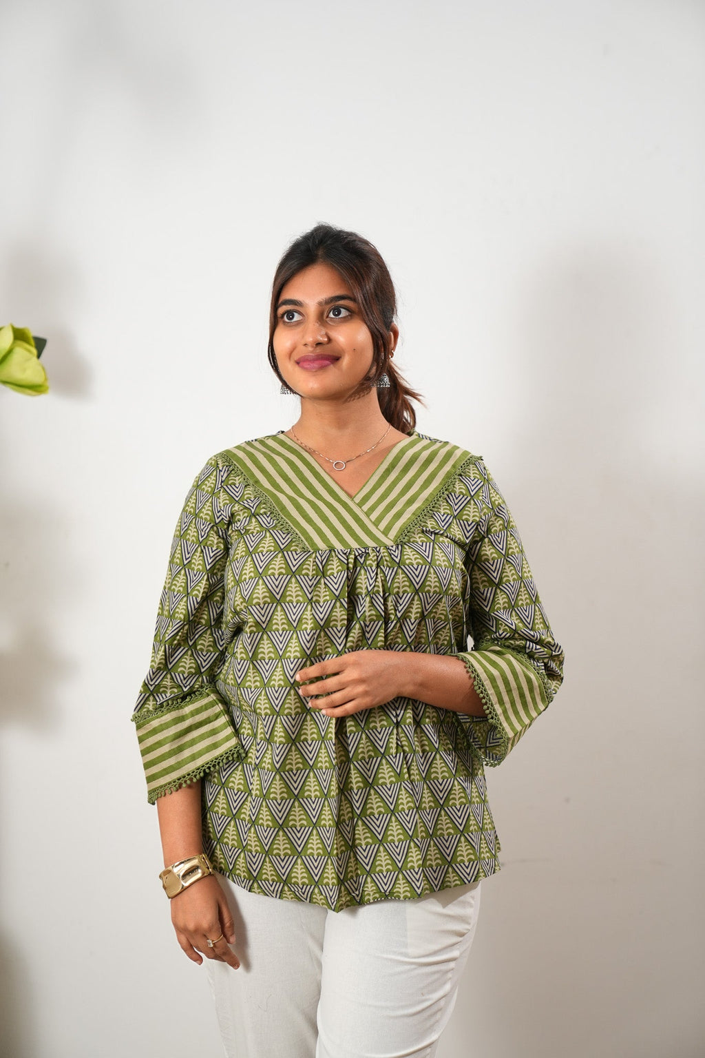 Lime green cotton top