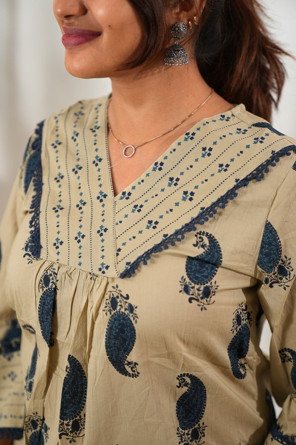 Ivory paisley cotton top